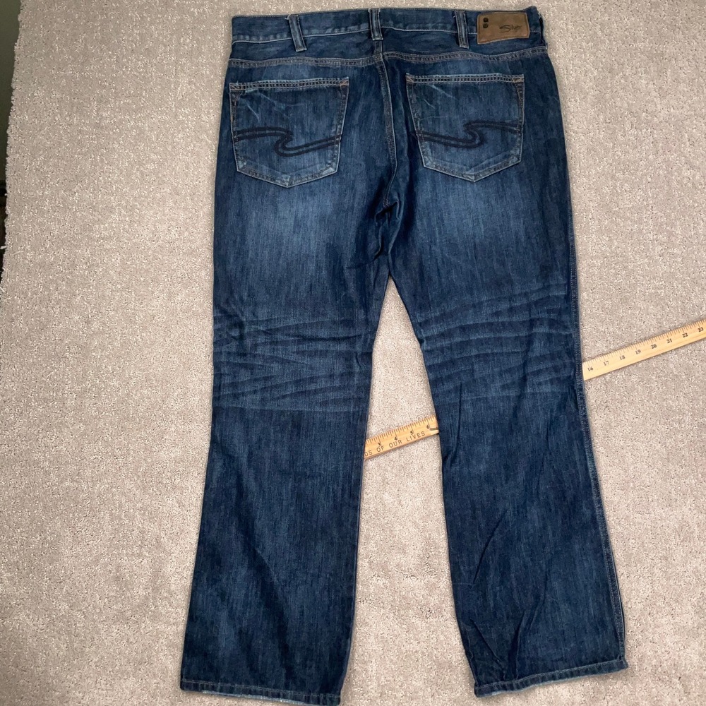 Silver Jeans Co Jeans Mens 36x30 Blue Nash Whisker Straight Western Stitch Denim - Picture 11 of 12